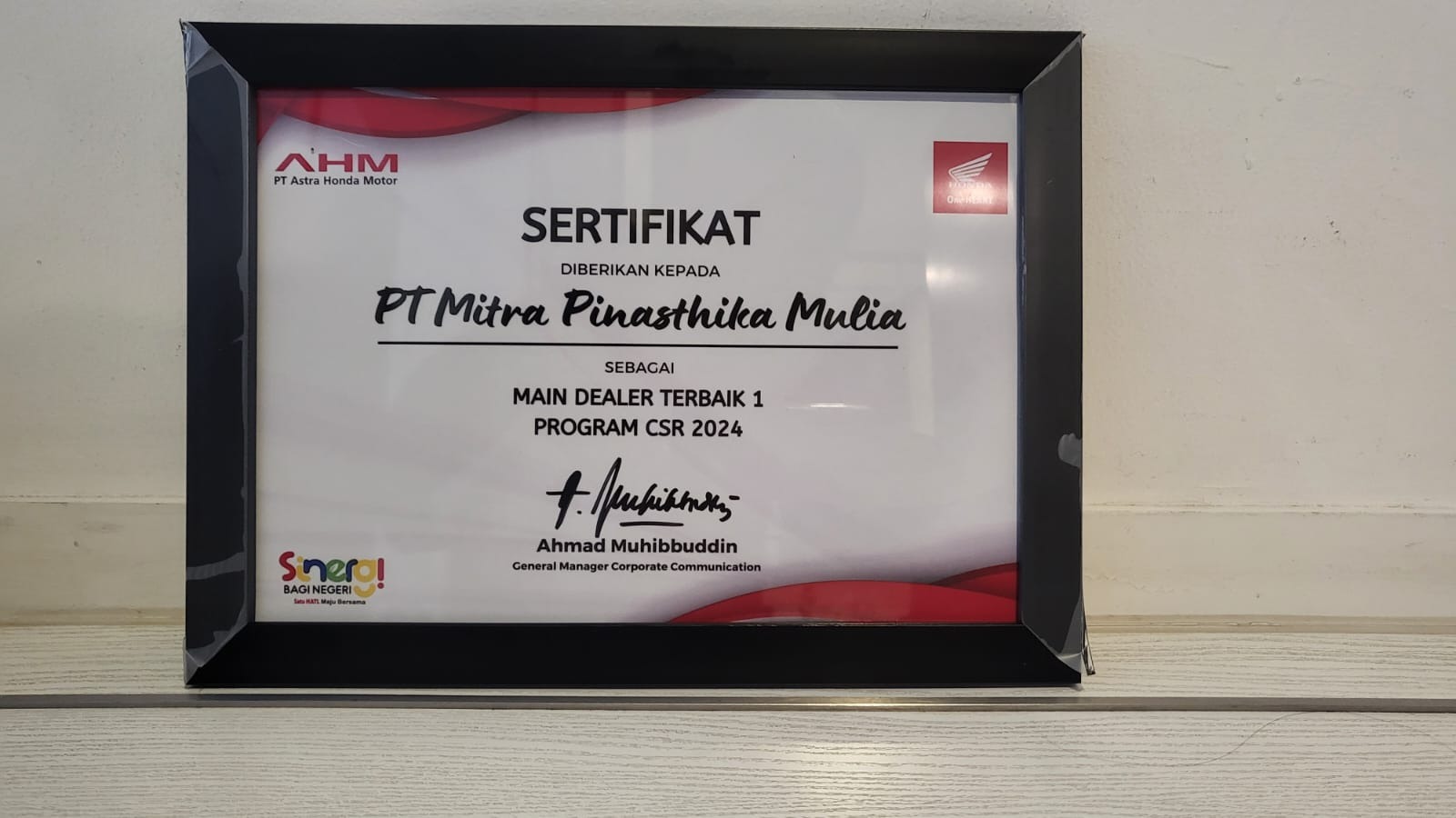 MPM Honda Jatim Raih Penghargaan Perusahaan Terbaik di Bidang CSR versi AHM